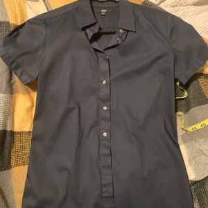 Uniqlo dark blue short sleeve button down